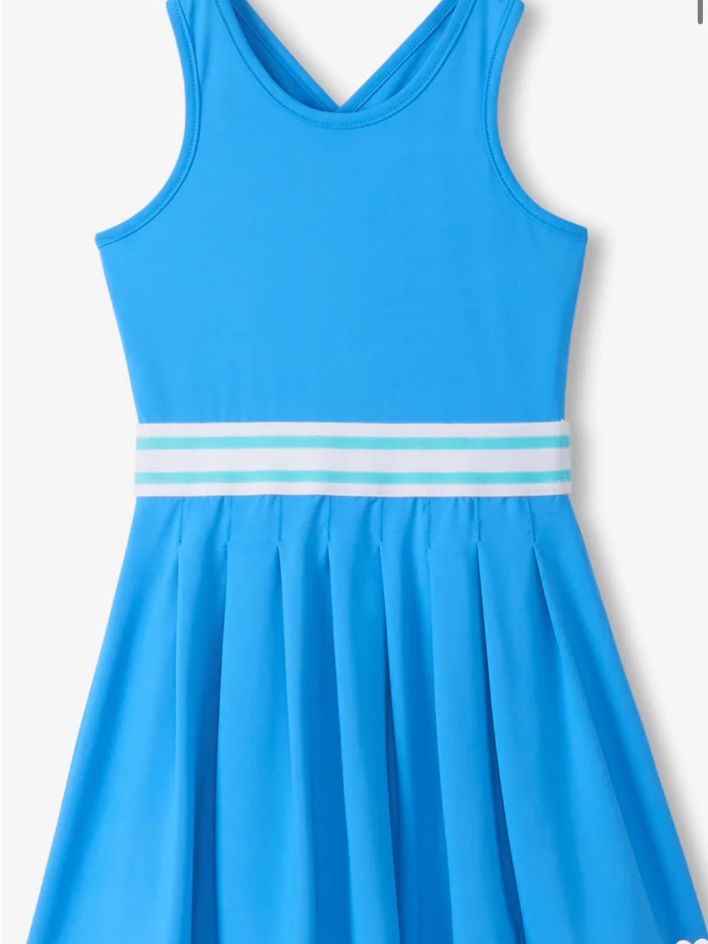Hatley Bright Blue Sleeveless Skater Dress with Striped Waistband- Size 4
